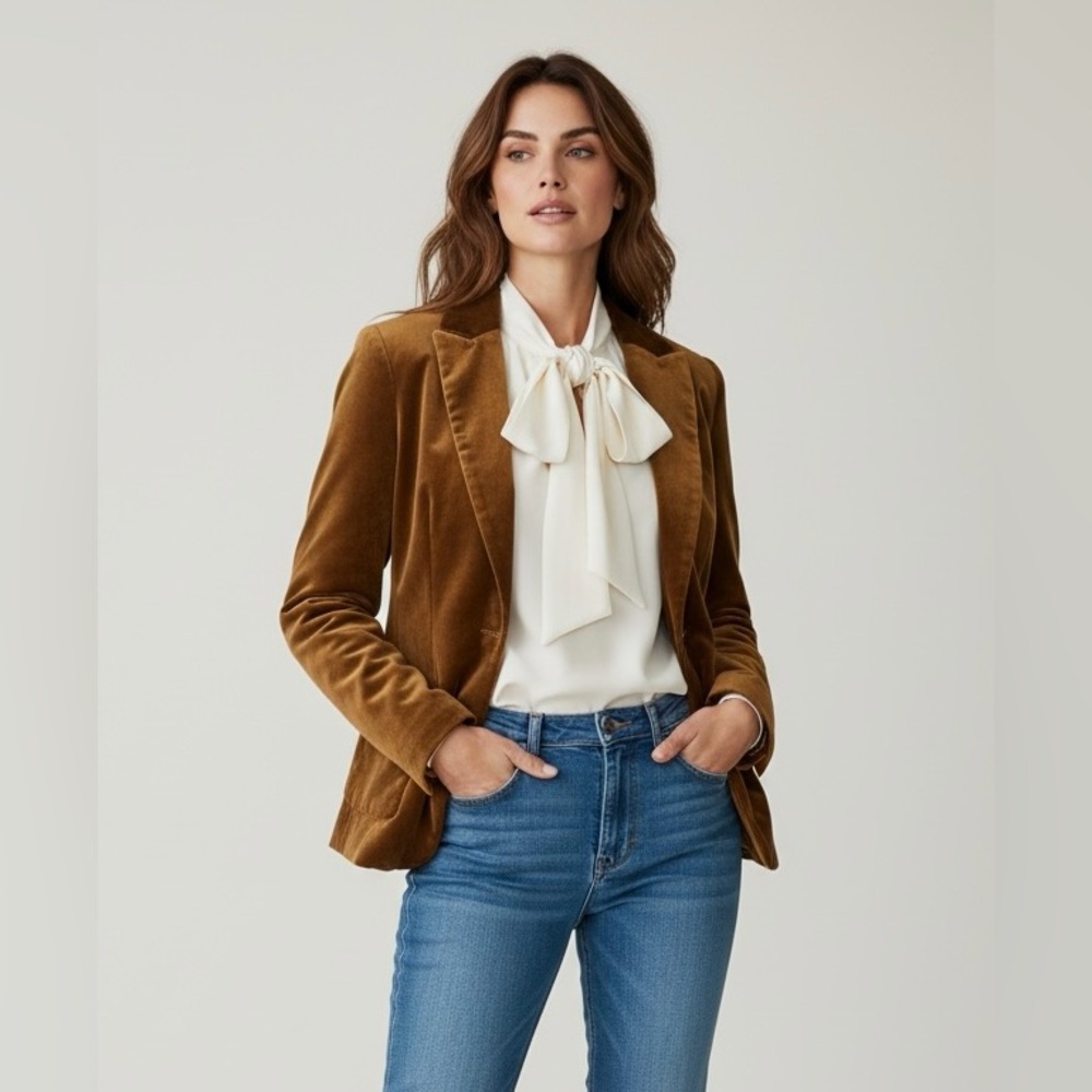 Vintage Joe Fresh Brown/Gold Velvet Women's Blazer Size Small